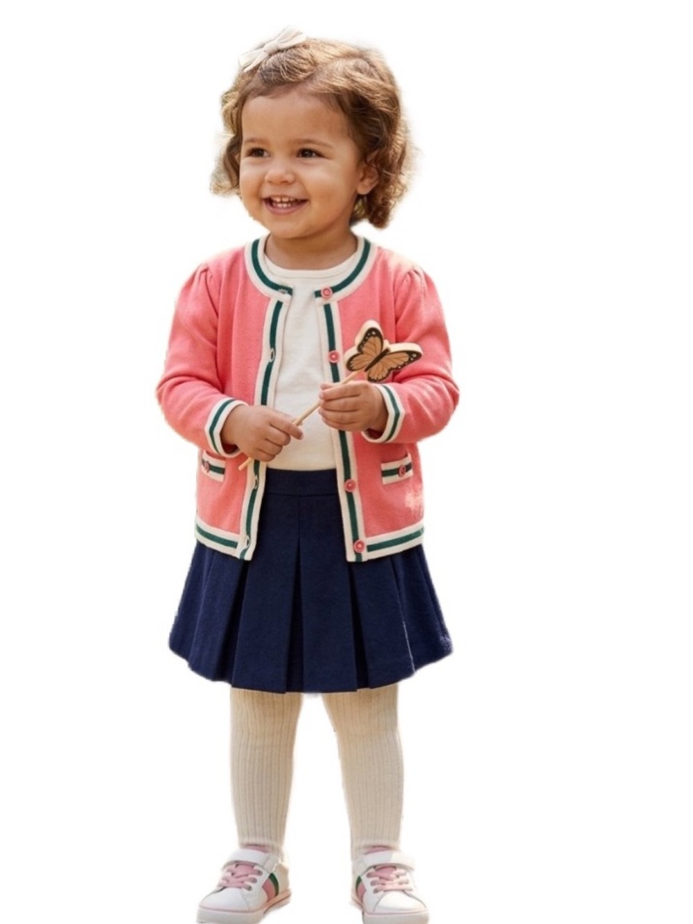 Janie and Jack Cardigan Dark Pink Button Down Tipped Size 18 to 24 M. NWOT